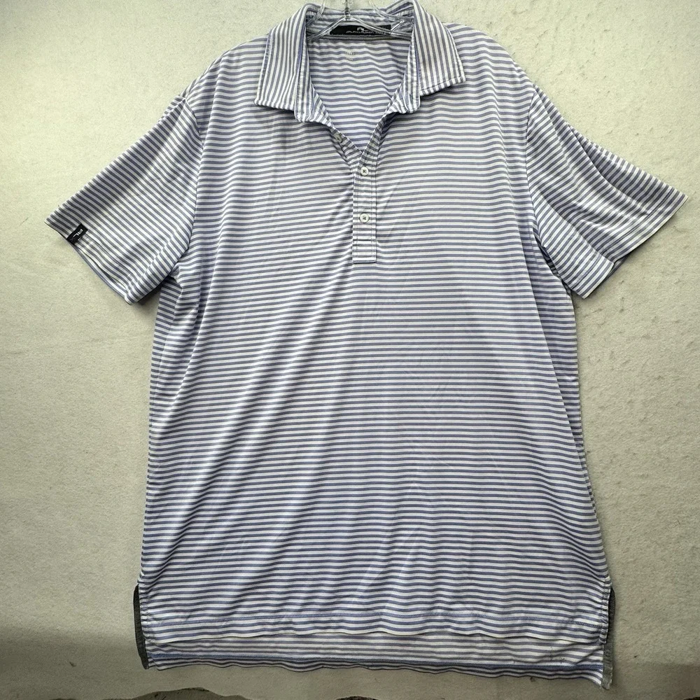 Ralph Lauren‎ RLX Performance Golf Polo Shirt Men Size Large Blue Striped Preppy